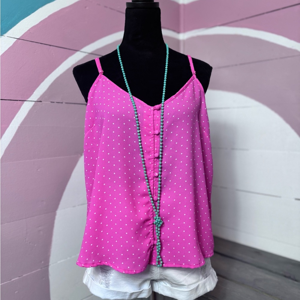 Japan Button Down Double V Neck Polka Dot Cami XL 💗